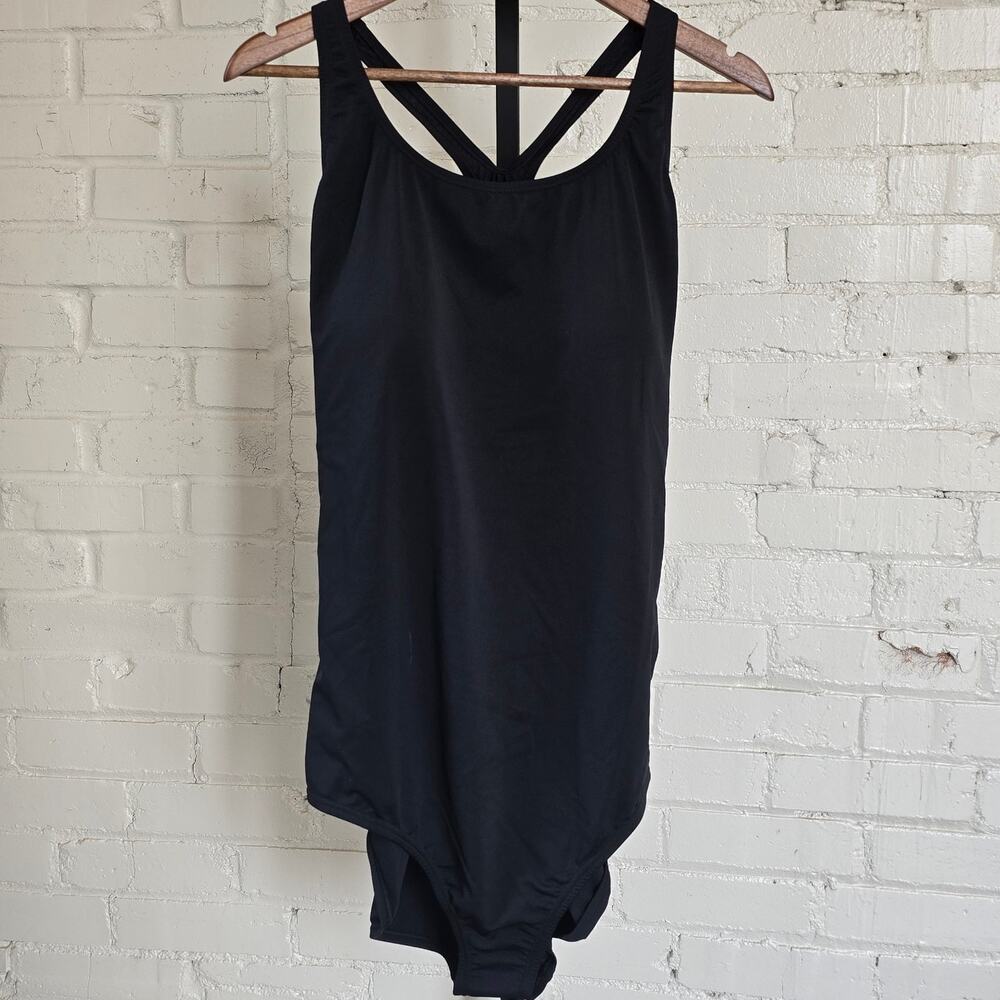 Speedo Black One Piece Swimsuit Crossback┃Sporty Gorpcore Athletic Athleten